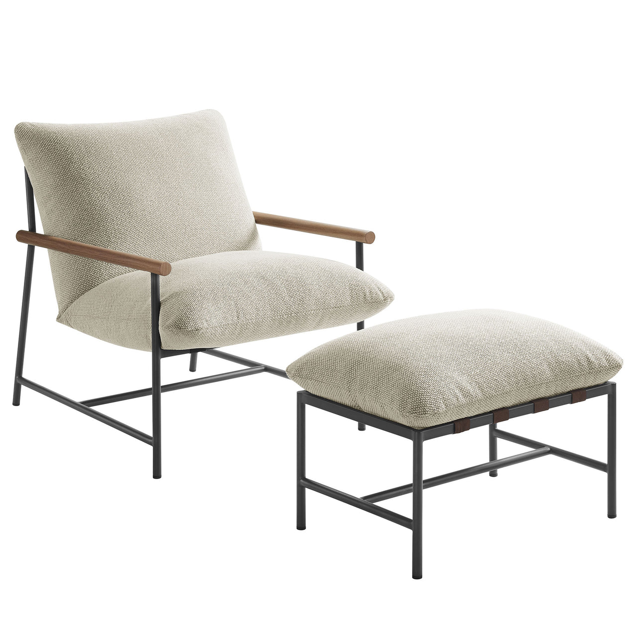 Bo Peep Alfresco Boucle Lounge Chair w/ Ottoman, Ivory