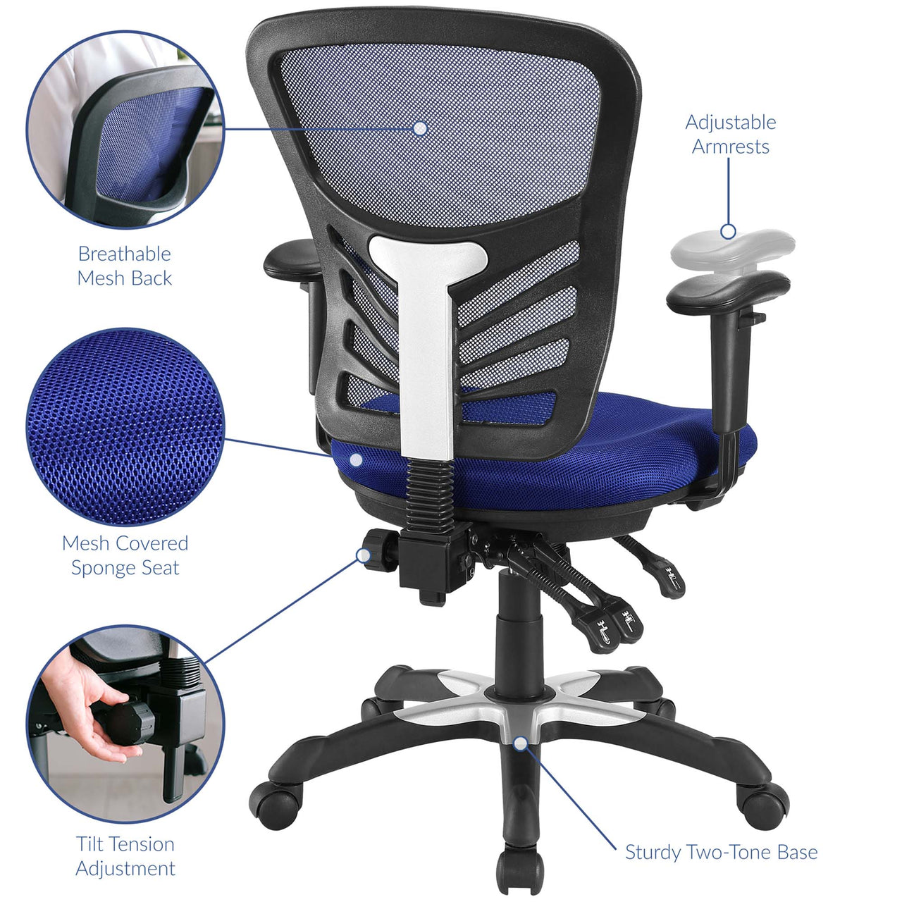 Montra Breathable Office Chair, Blue