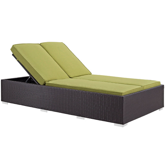 Invarra Alfresco Loveseat Sunlounger, Espresso & Peridot
