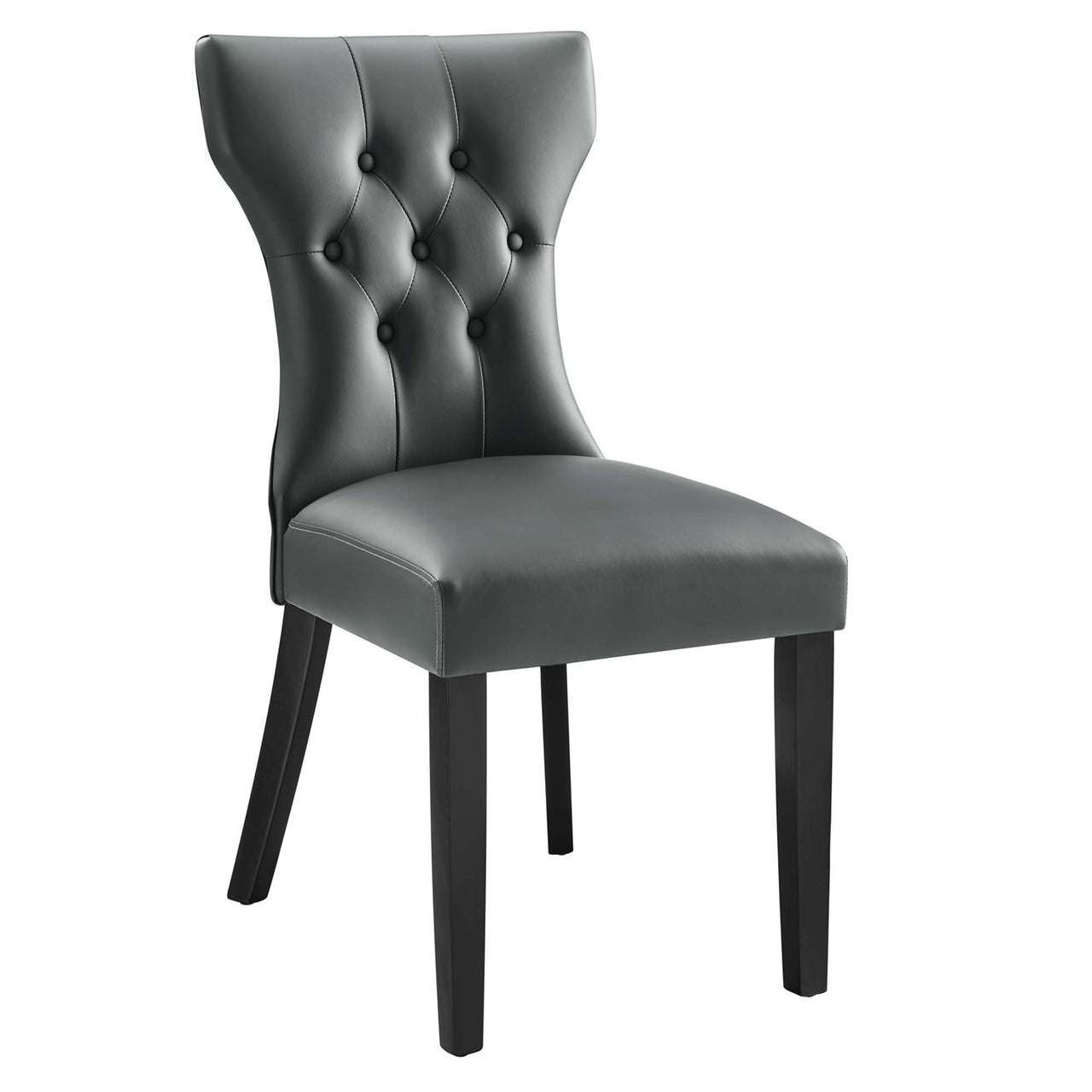 Hourglass Dining Eco-Leather Side Chair, Gray