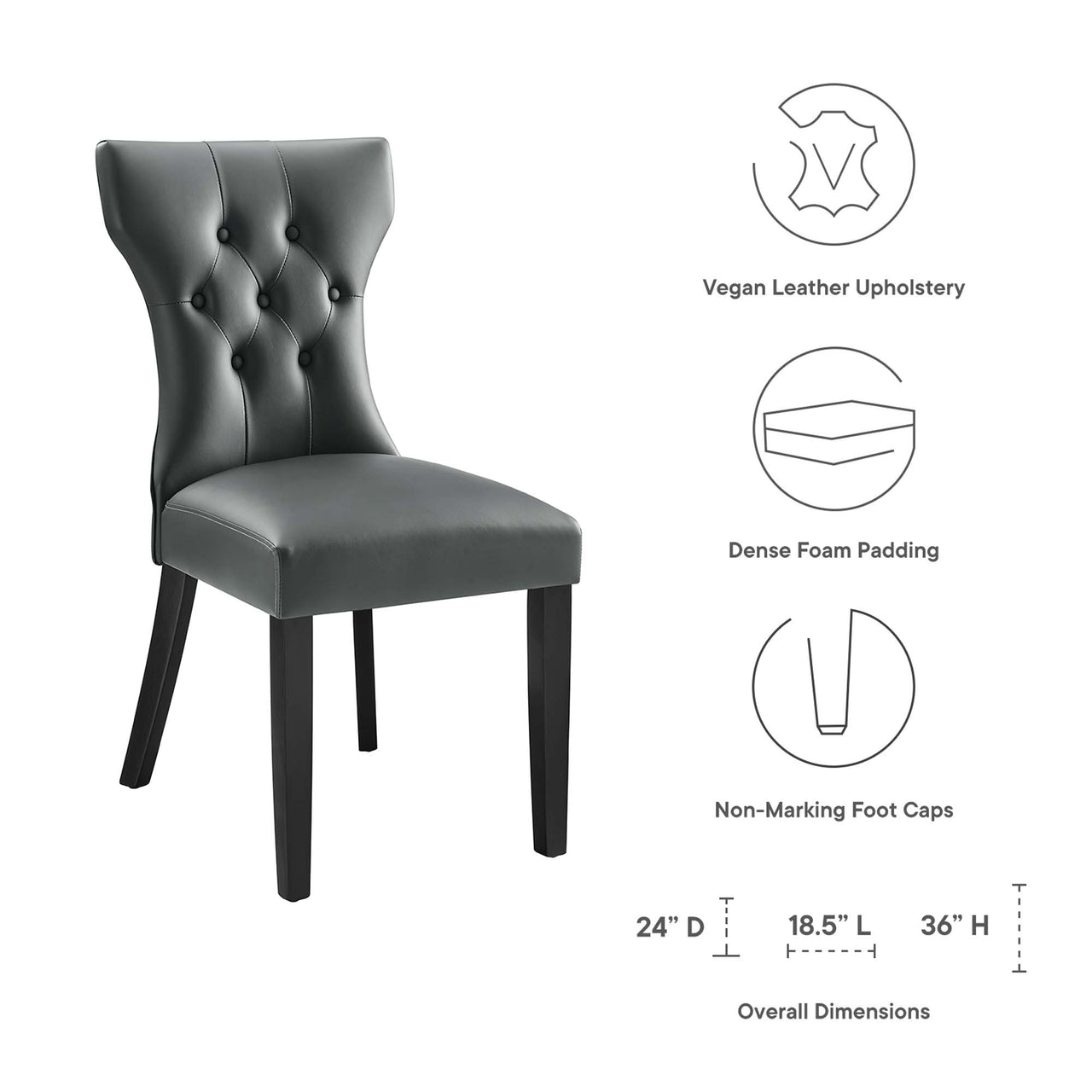 Hourglass Dining Eco-Leather Side Chair, Gray