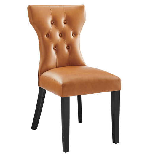 Hourglass Dining Eco-Leather Side Chair, Tan