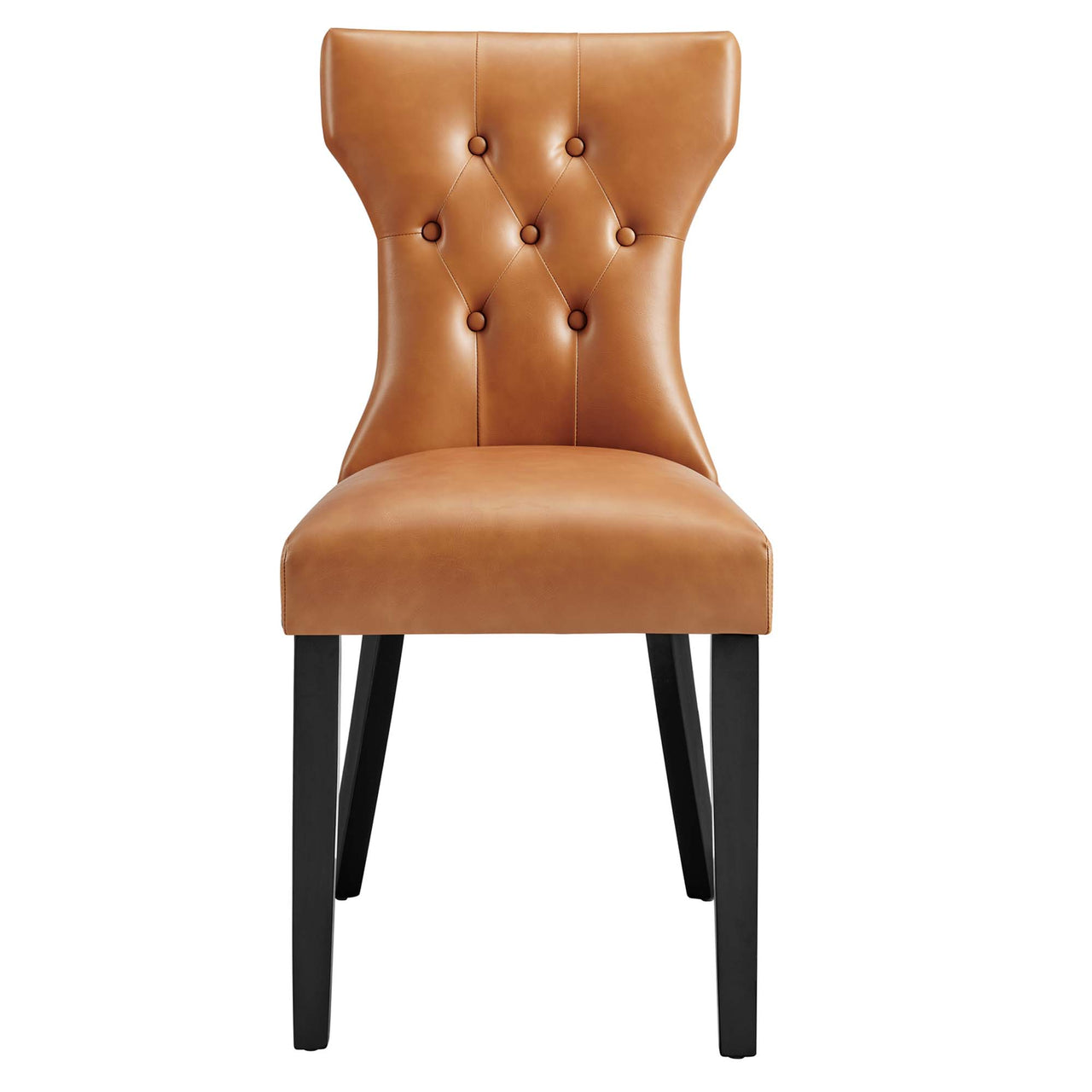 Hourglass Dining Eco-Leather Side Chair, Tan