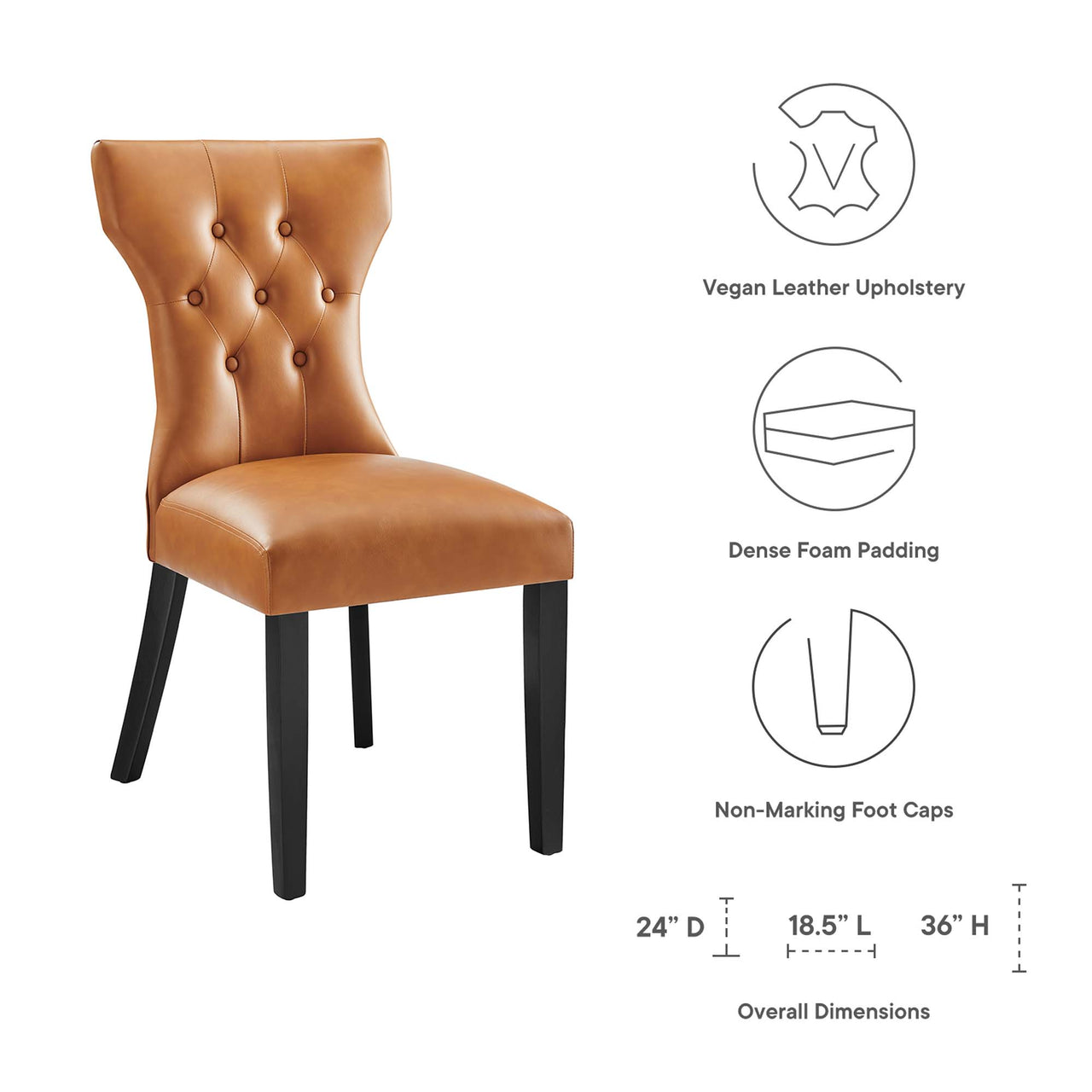 Hourglass Dining Eco-Leather Side Chair, Tan
