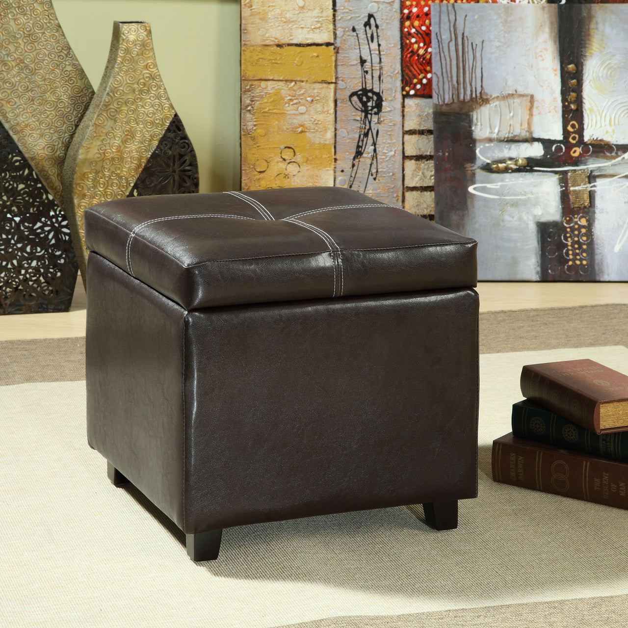 Trove Eco-Leather Ottoman, Espresso