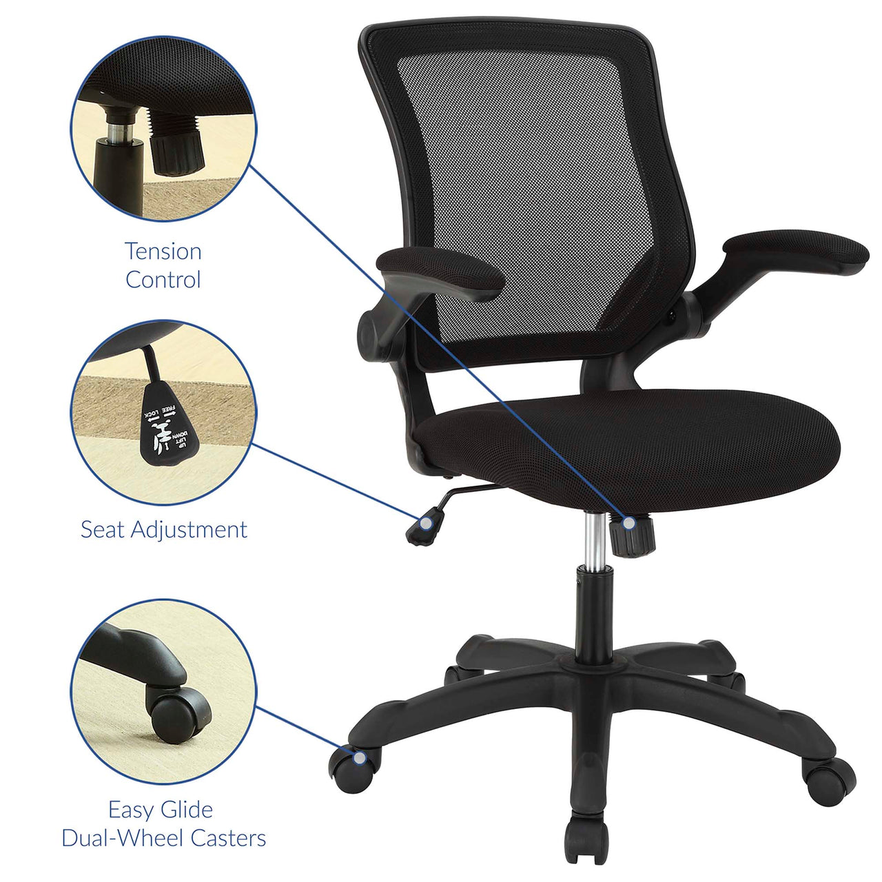 ErgoFlex Breathable Office Chair, Black