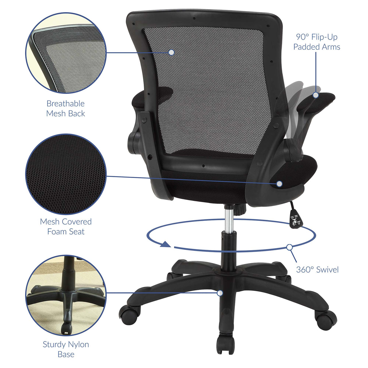 ErgoFlex Breathable Office Chair, Black