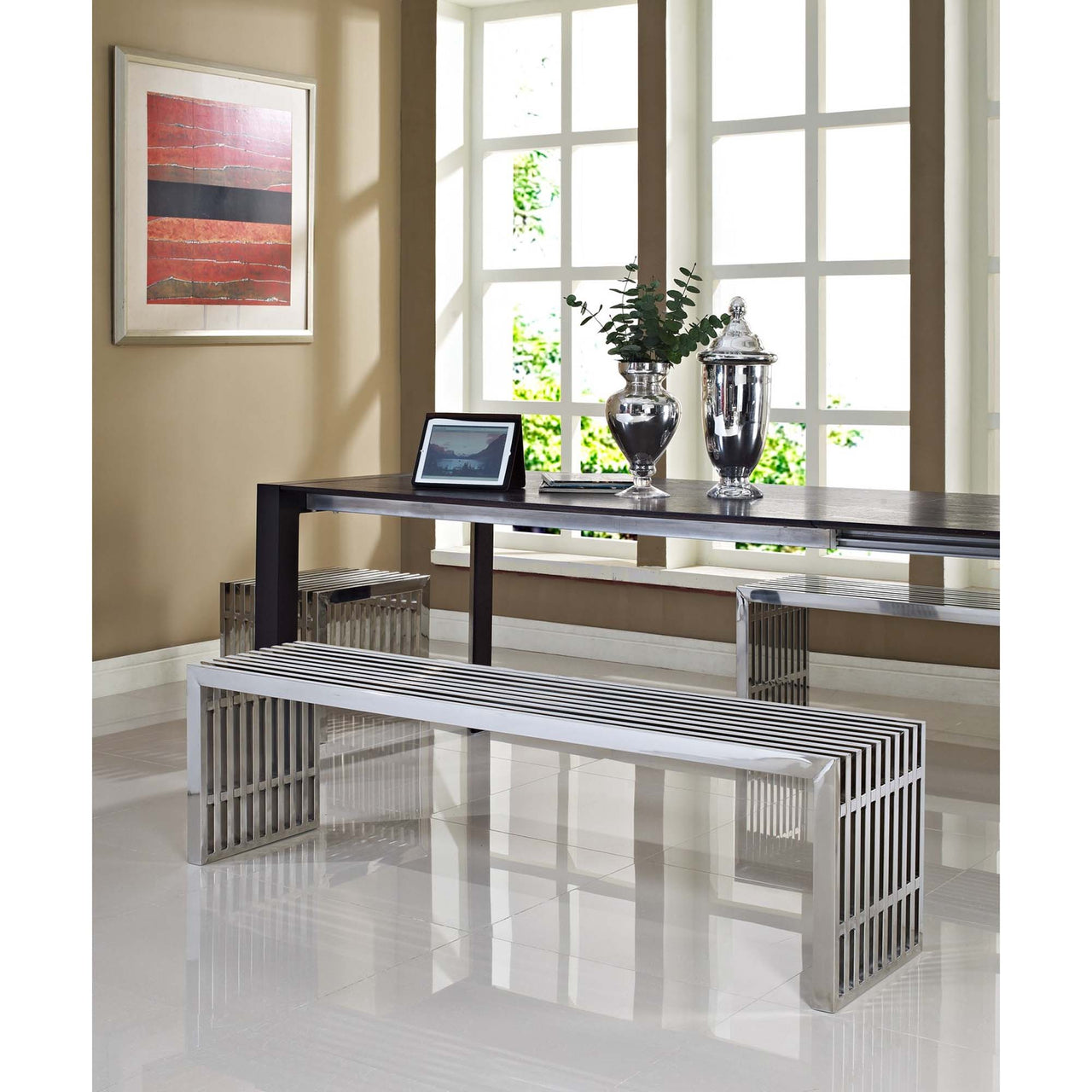 Gridiron Benches Set of 3, Silver