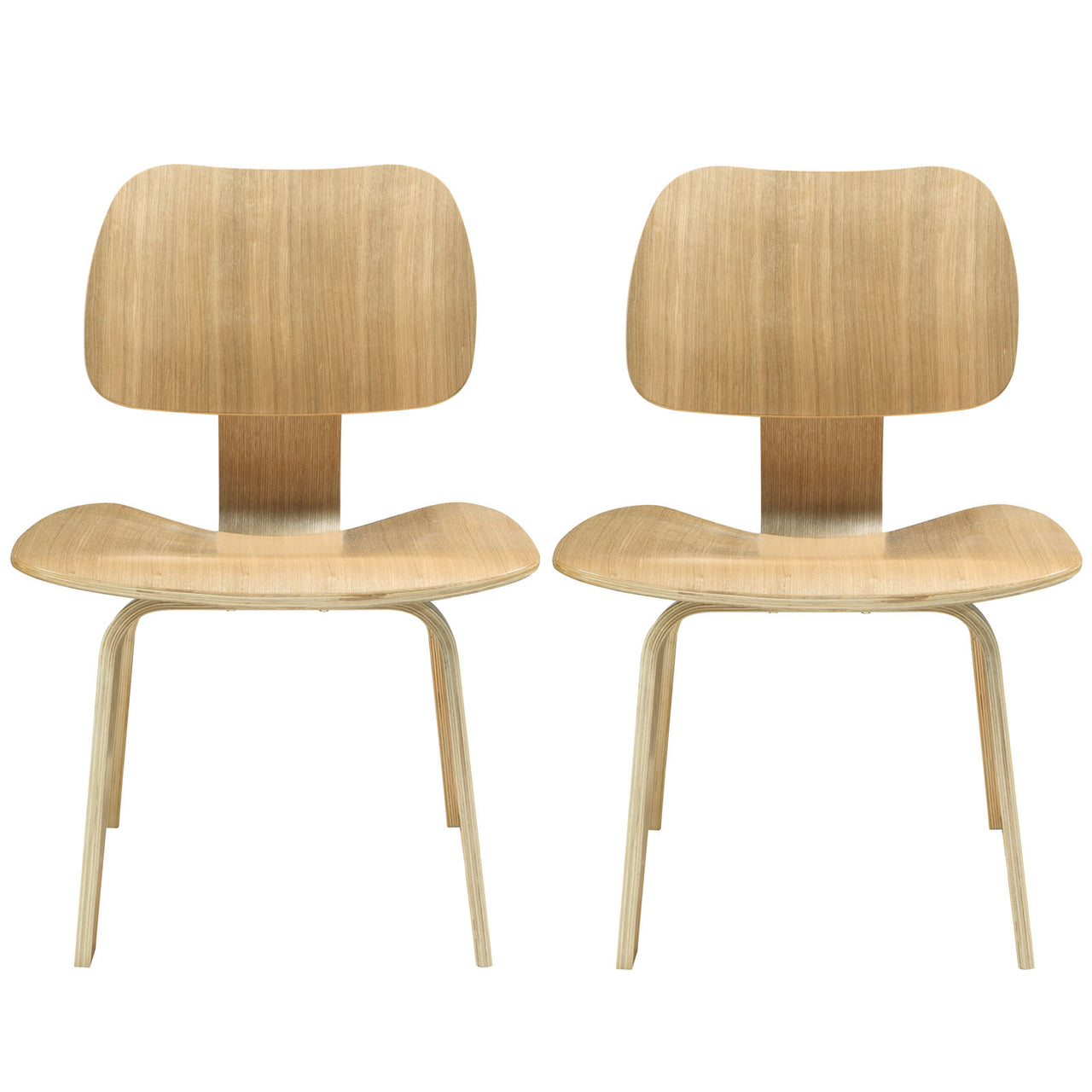 Mushroom Dining Chair Set of 2, Natural Wood