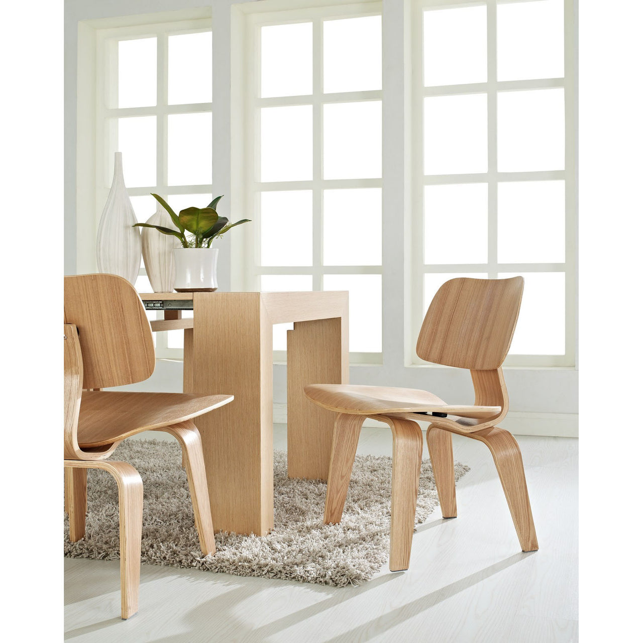 Mushroom Dining Chair Set of 2, Natural Wood