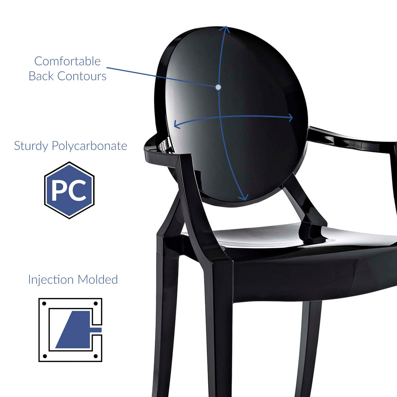 Elysian Indoor | Outdoor Dining Armchairs Set of 2, Black