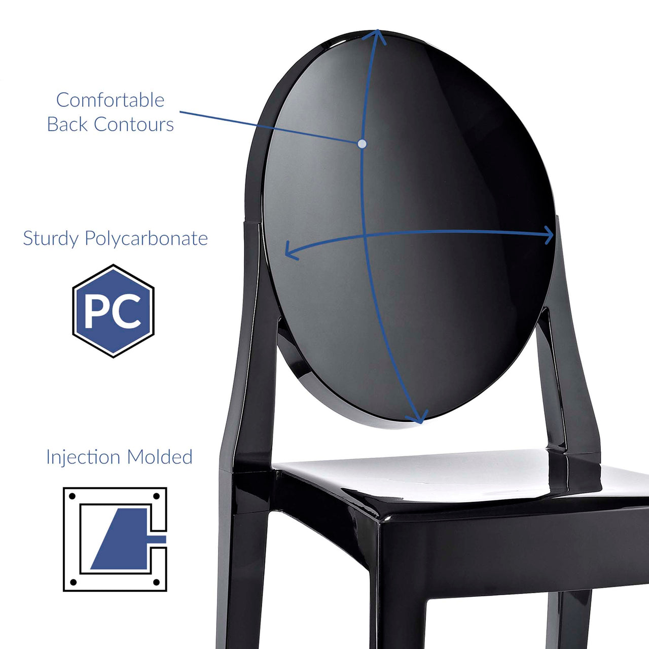 Elysian Indoor | Outdoor Dining Chair Set of 2, Black