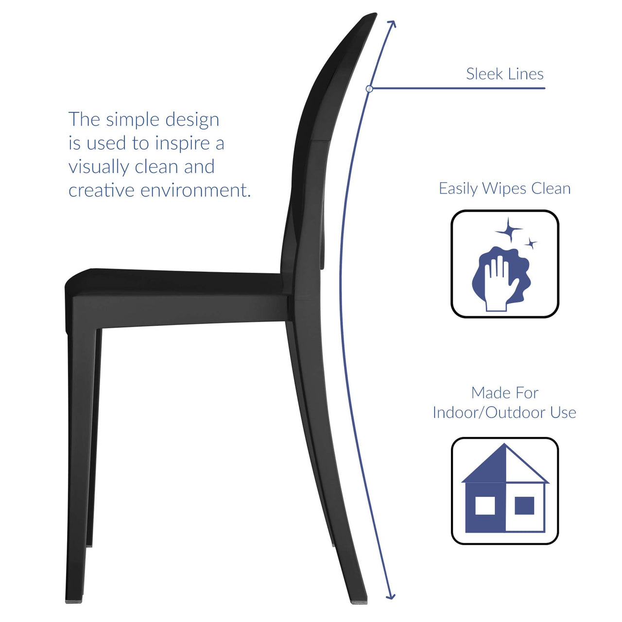 Elysian Indoor | Outdoor Dining Chair Set of 2, Black