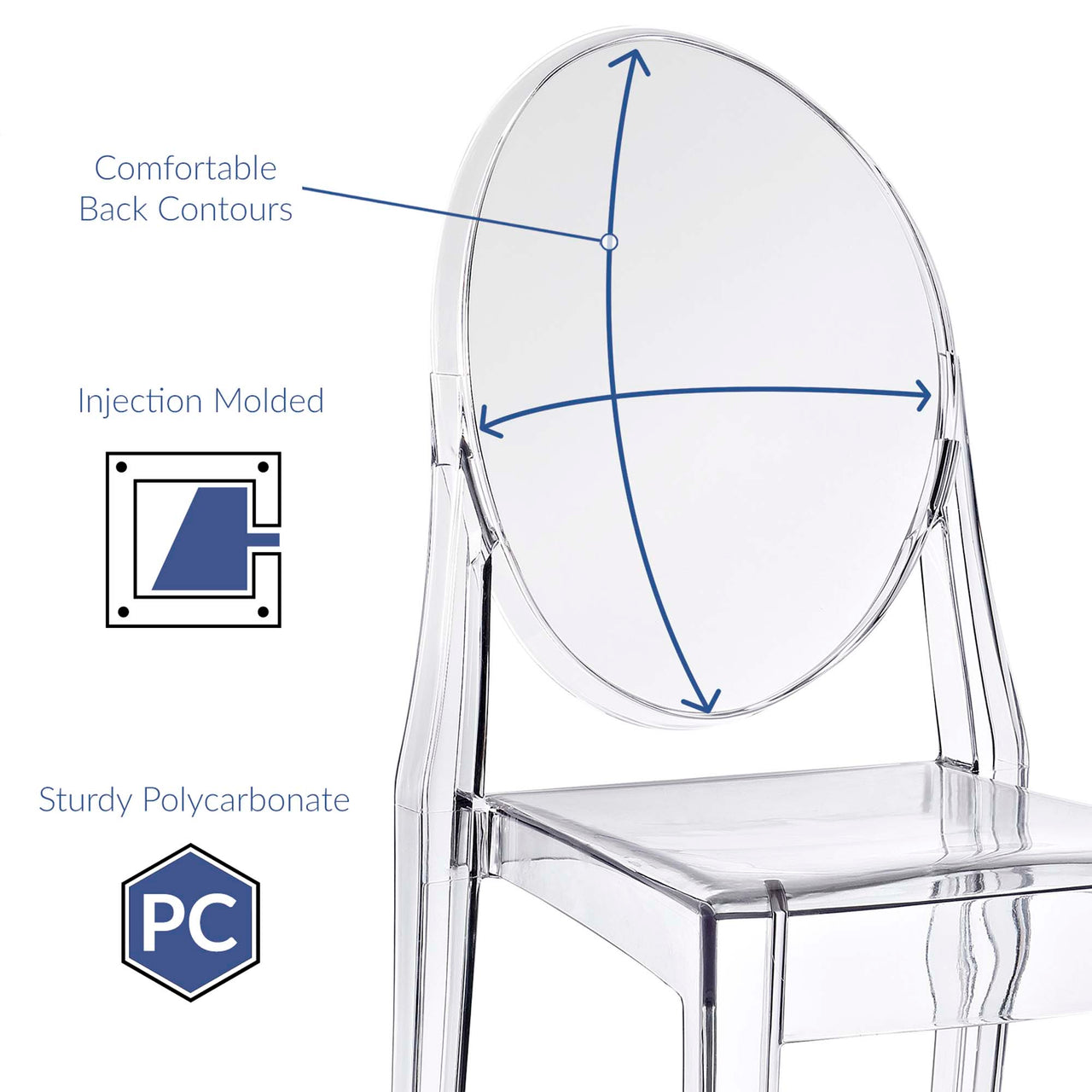 Elysian Indoor | Outdoor Dining Chair Set of 4, Clear