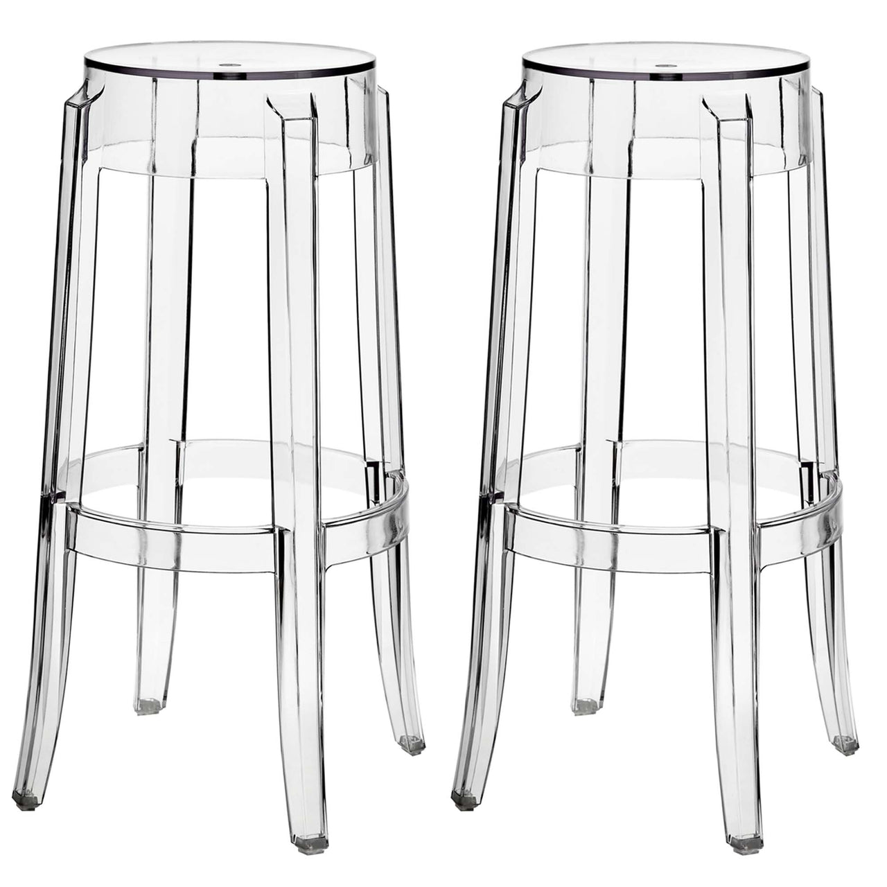 Elysian Indoor | Outdoor Bar Stool Backless Set of 2, Clear