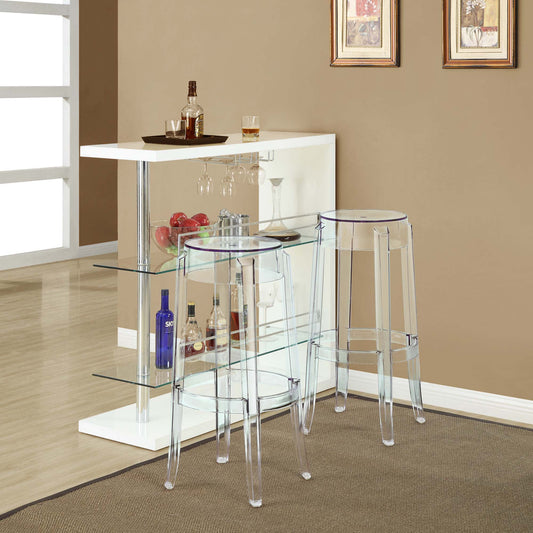 Elysian Indoor | Outdoor Bar Stool Backless Set of 2, Clear
