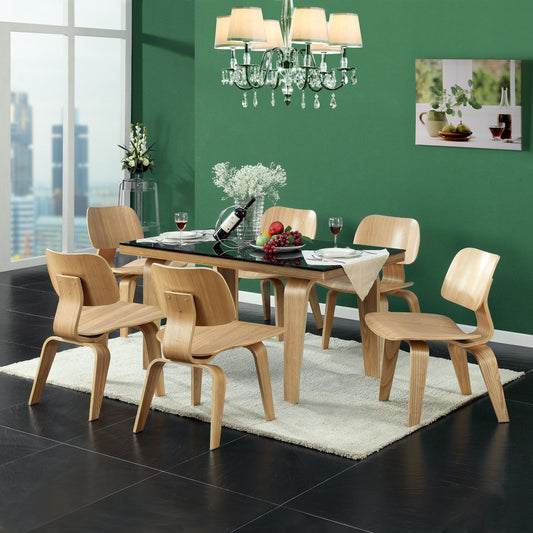 Mushroom Dining Chair Set of 6, Natural Wood