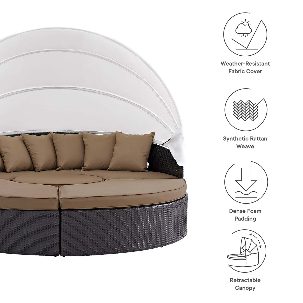 Wanderer Alfresco Lounging Daybed, Dark Brown & Mocha