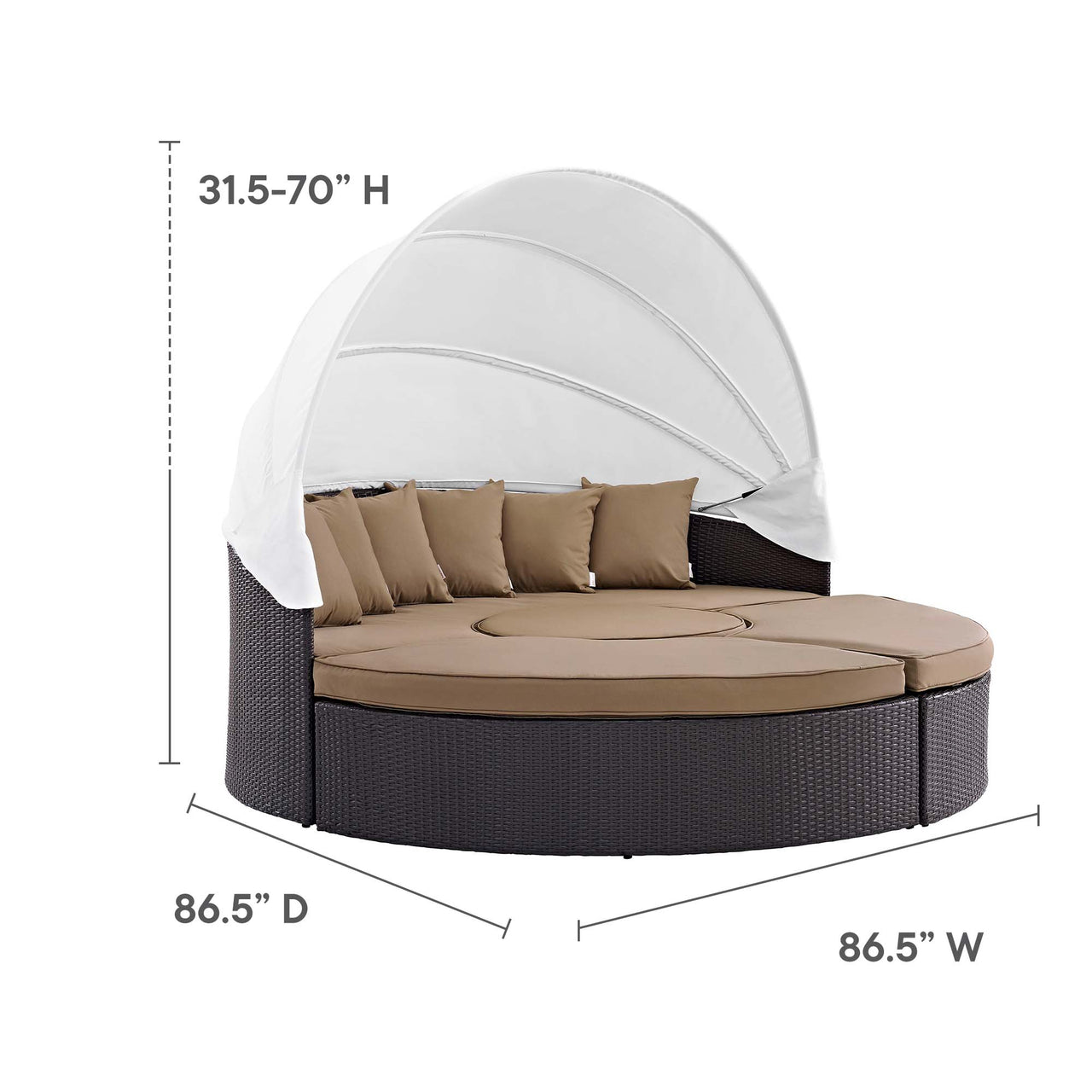 Wanderer Alfresco Lounging Daybed, Dark Brown & Mocha