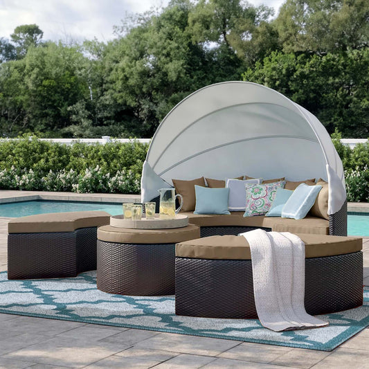 Wanderer Alfresco Lounging Daybed, Dark Brown & Mocha