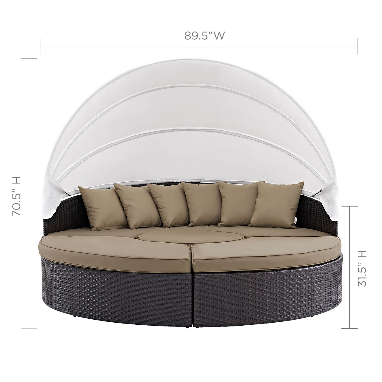 Wanderer Alfresco Lounging Daybed, Dark Brown & Mocha