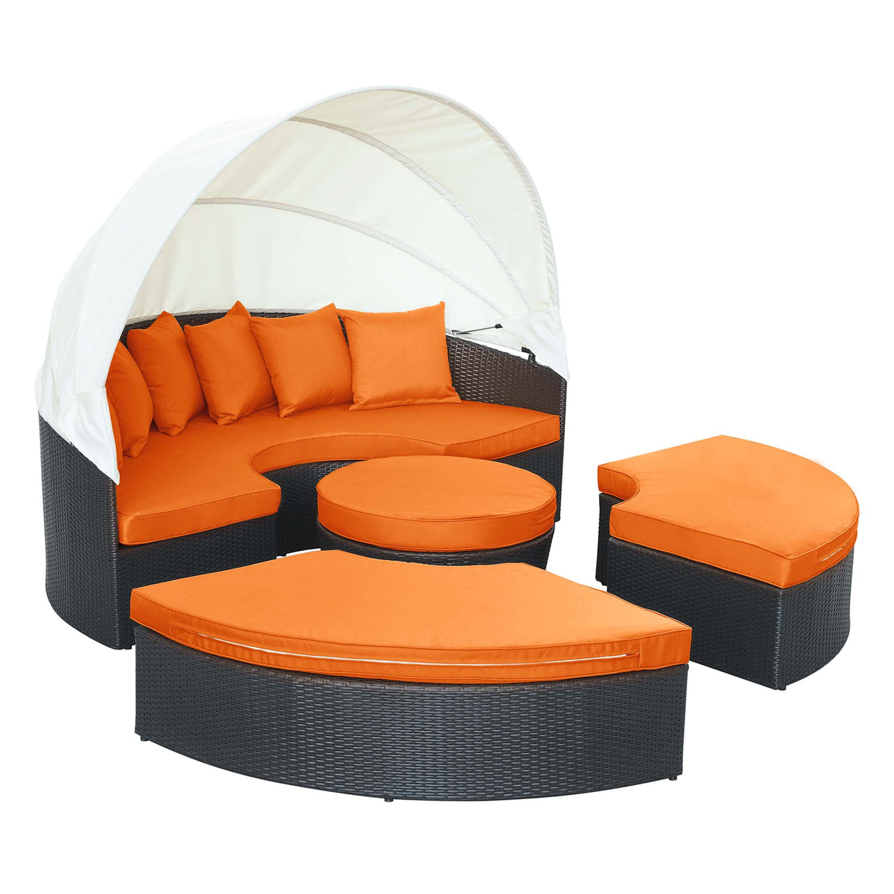 Wanderer Alfresco Lounging Daybed, Dark Brown & Orange