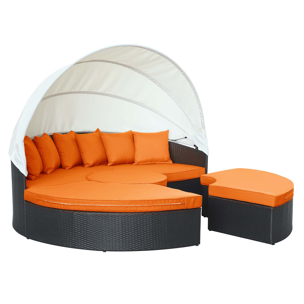 Wanderer Alfresco Lounging Daybed, Dark Brown & Orange