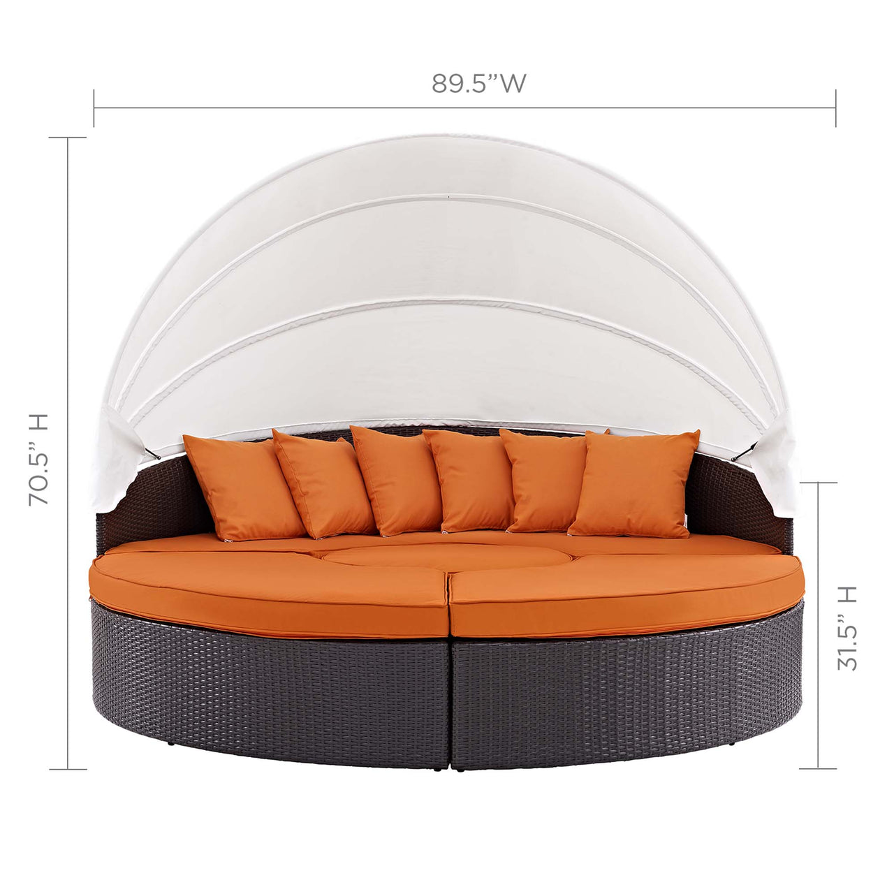 Wanderer Alfresco Lounging Daybed, Dark Brown & Orange