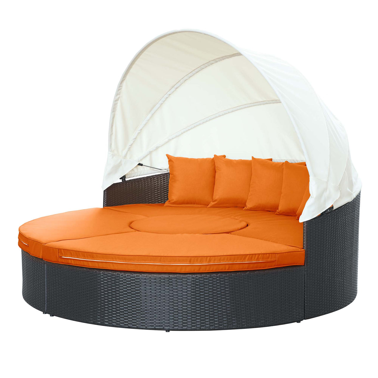 Wanderer Alfresco Lounging Daybed, Dark Brown & Orange
