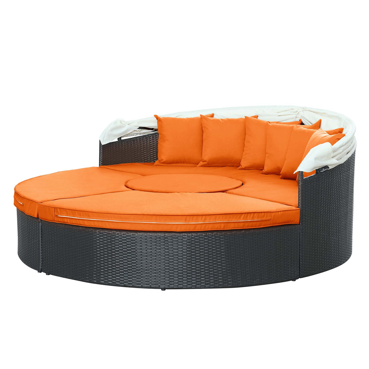 Wanderer Alfresco Lounging Daybed, Dark Brown & Orange