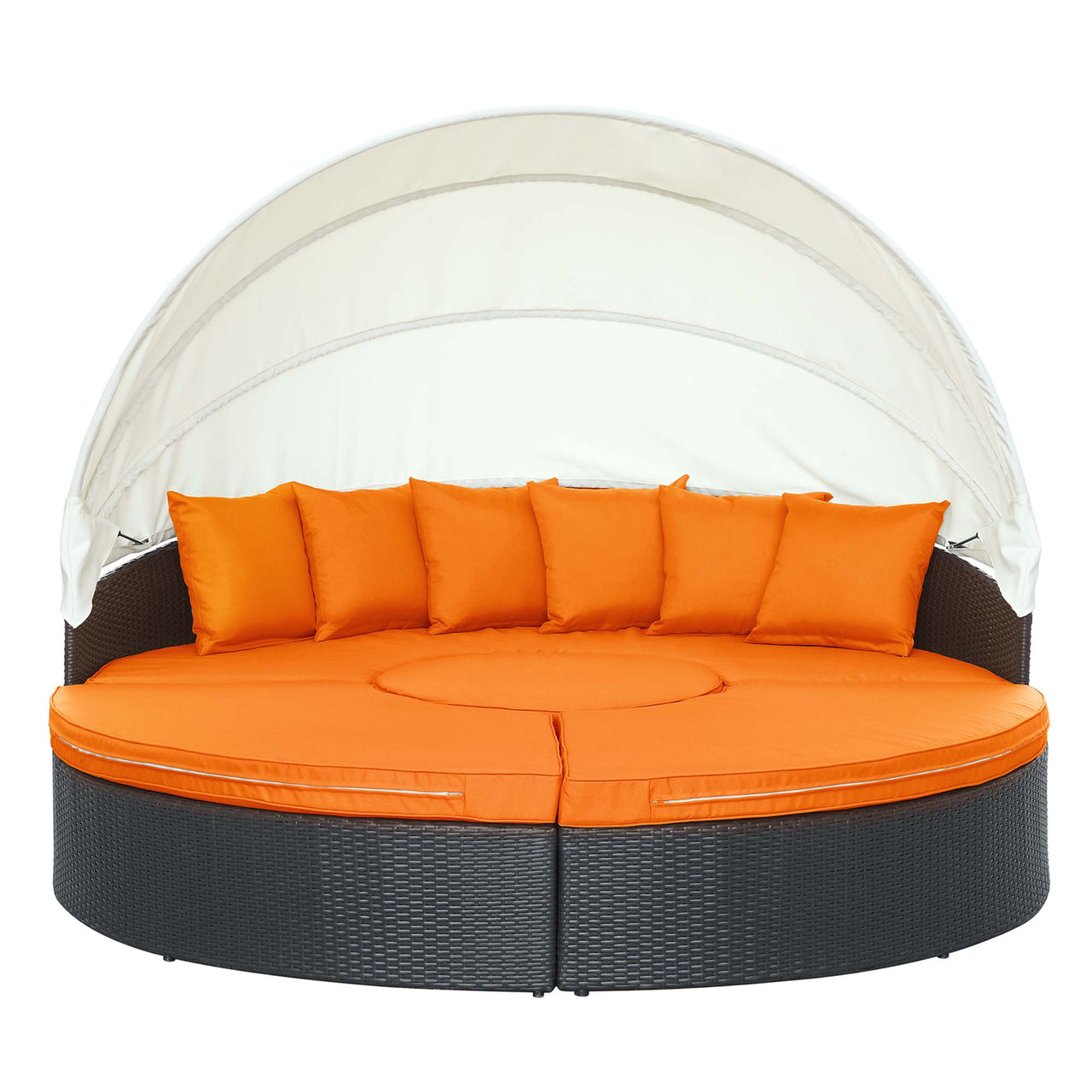 Wanderer Alfresco Lounging Daybed, Dark Brown & Orange