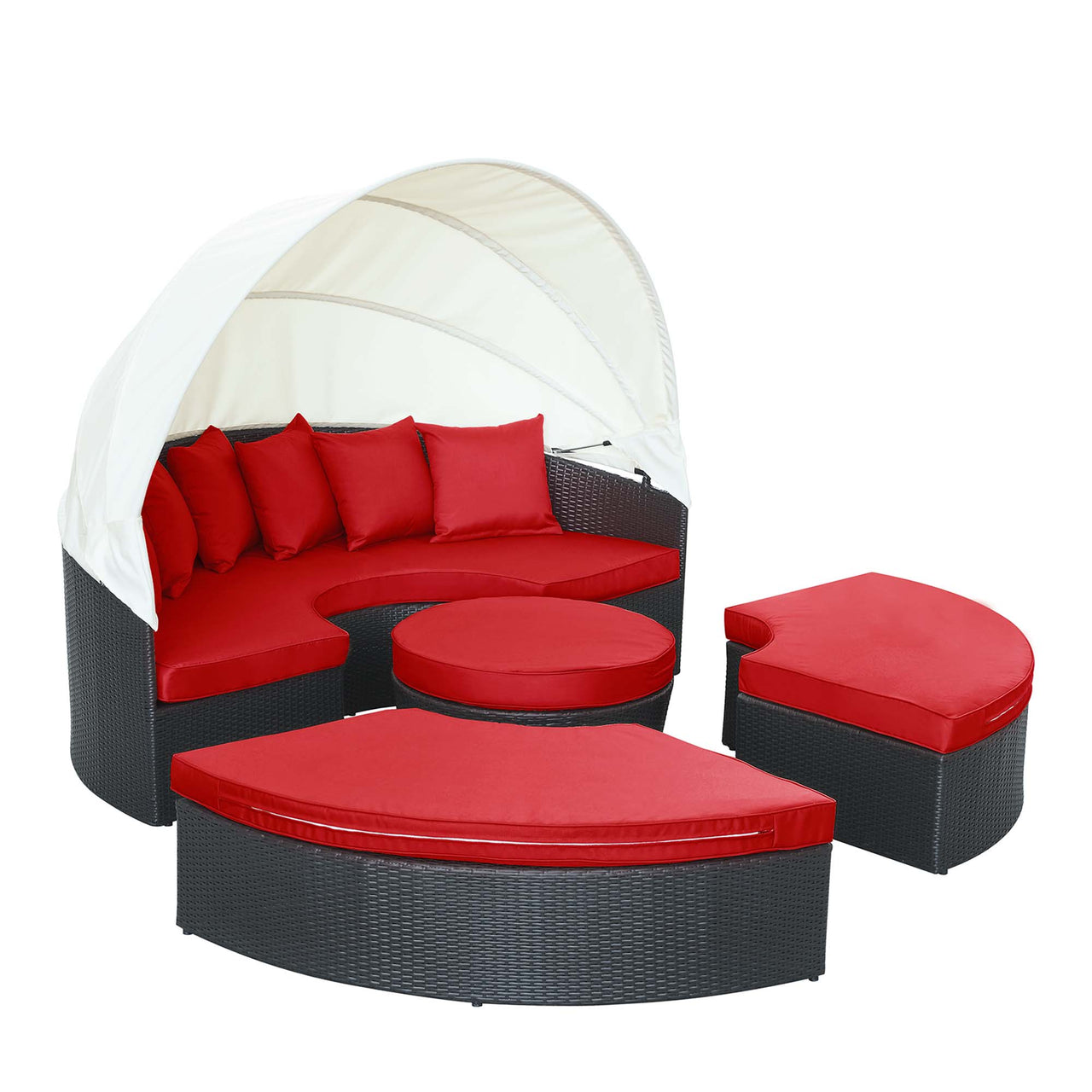Wanderer Alfresco Lounging Daybed, Dark Brown & Red