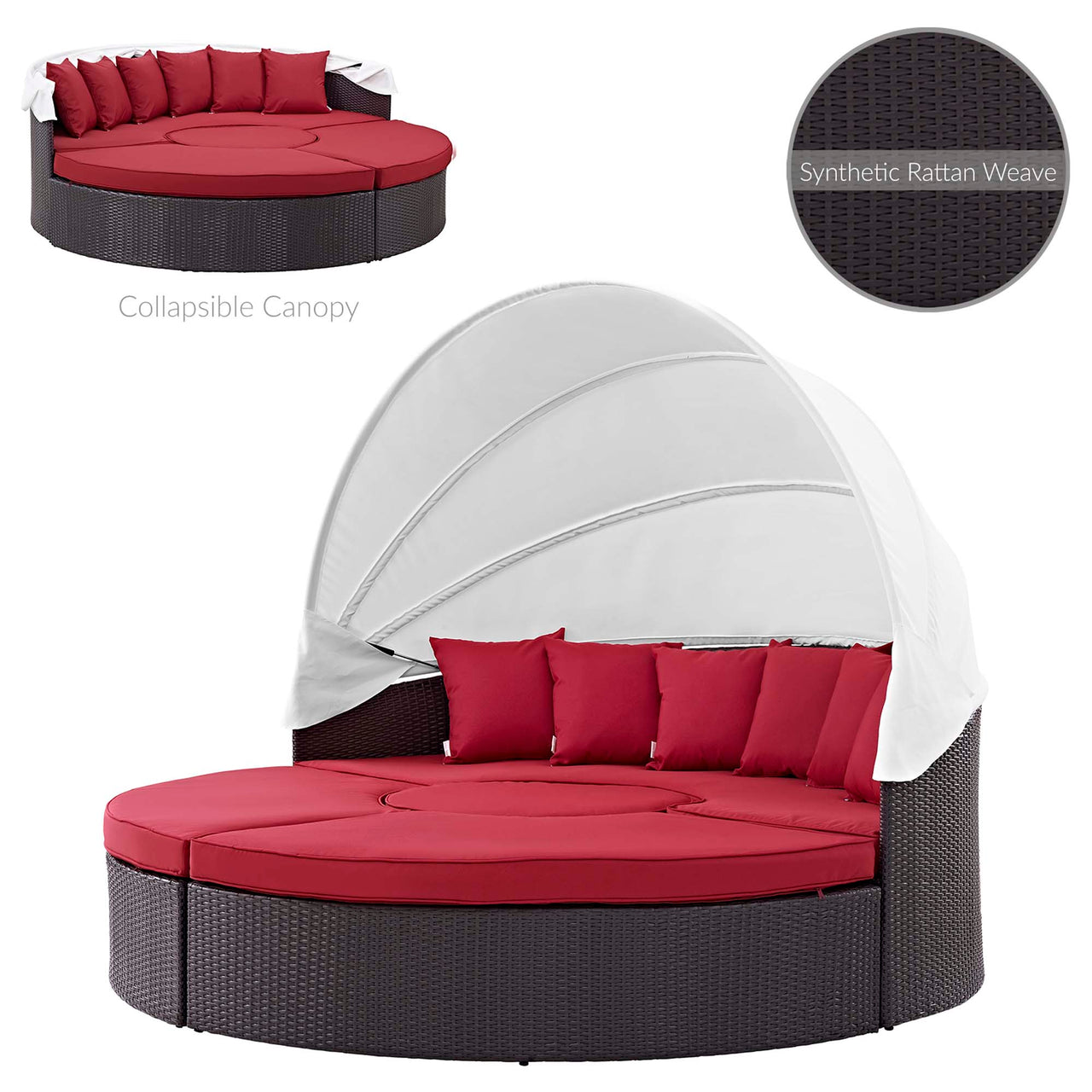 Wanderer Alfresco Lounging Daybed, Dark Brown & Red