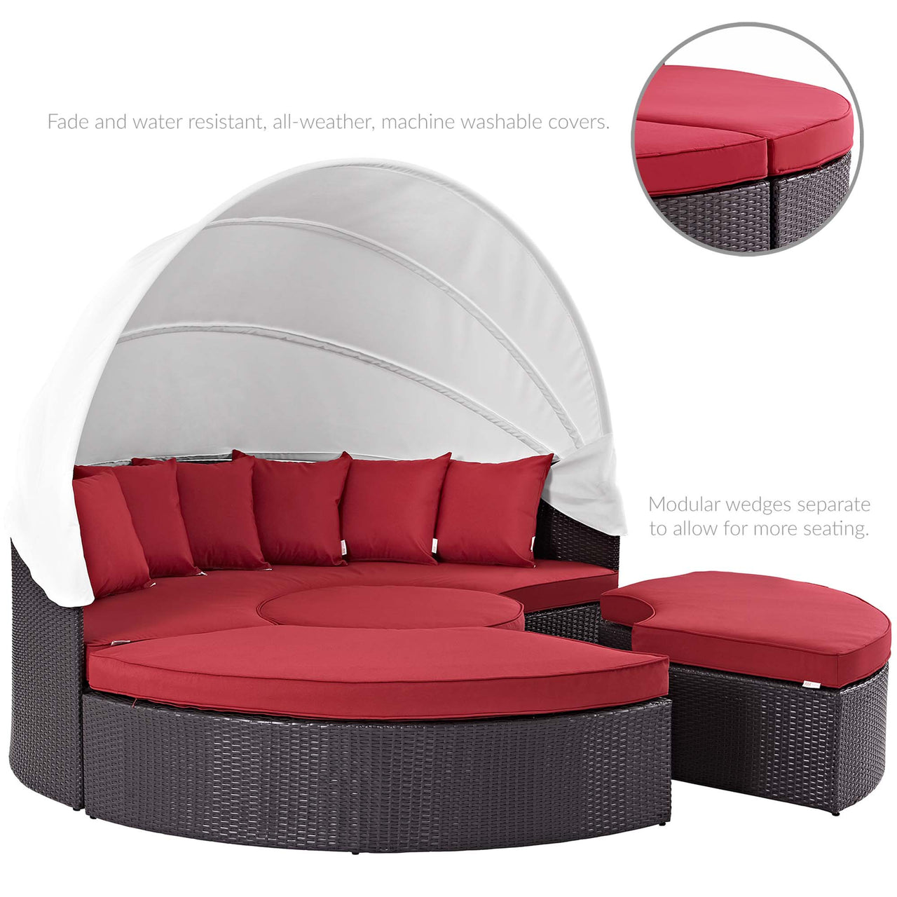 Wanderer Alfresco Lounging Daybed, Dark Brown & Red