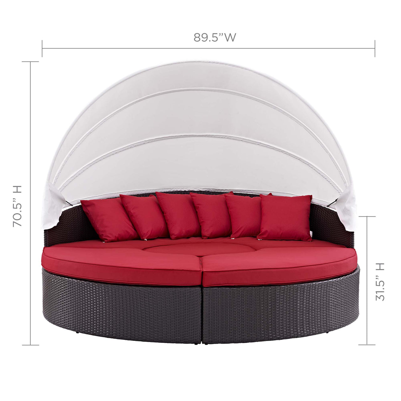Wanderer Alfresco Lounging Daybed, Dark Brown & Red