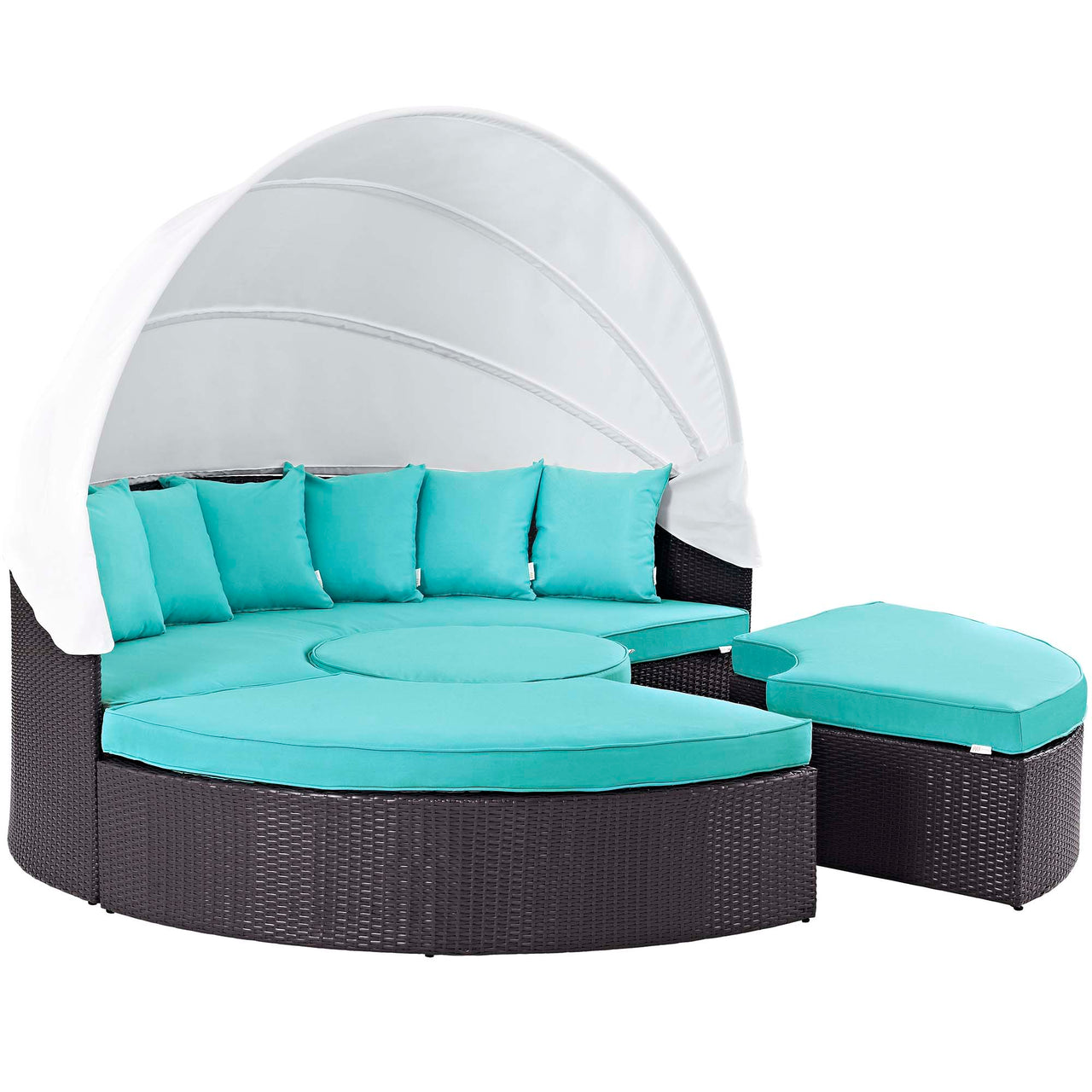 Wanderer Alfresco Lounging Daybed, Dark Brown & Turquoise
