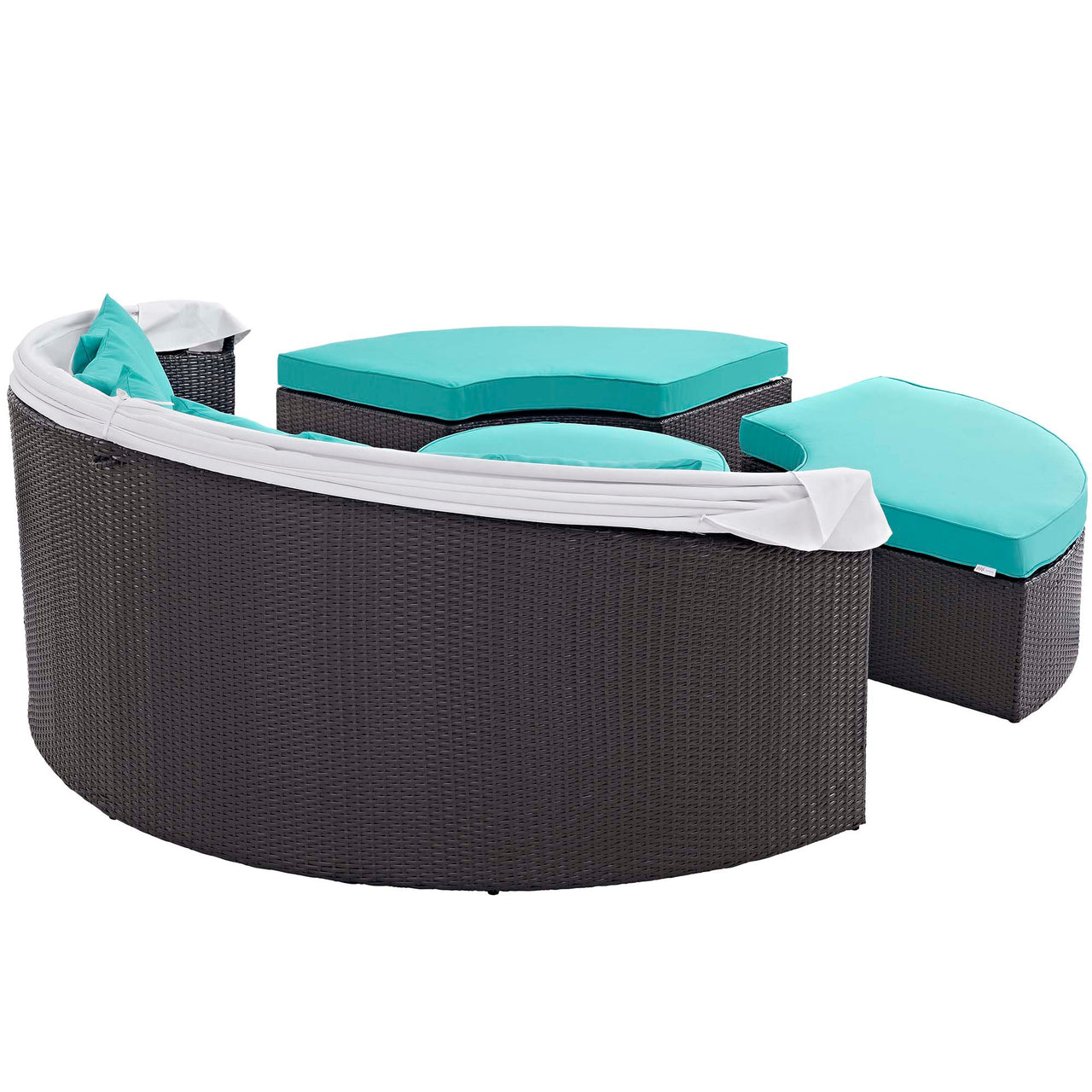 Wanderer Alfresco Lounging Daybed, Dark Brown & Turquoise