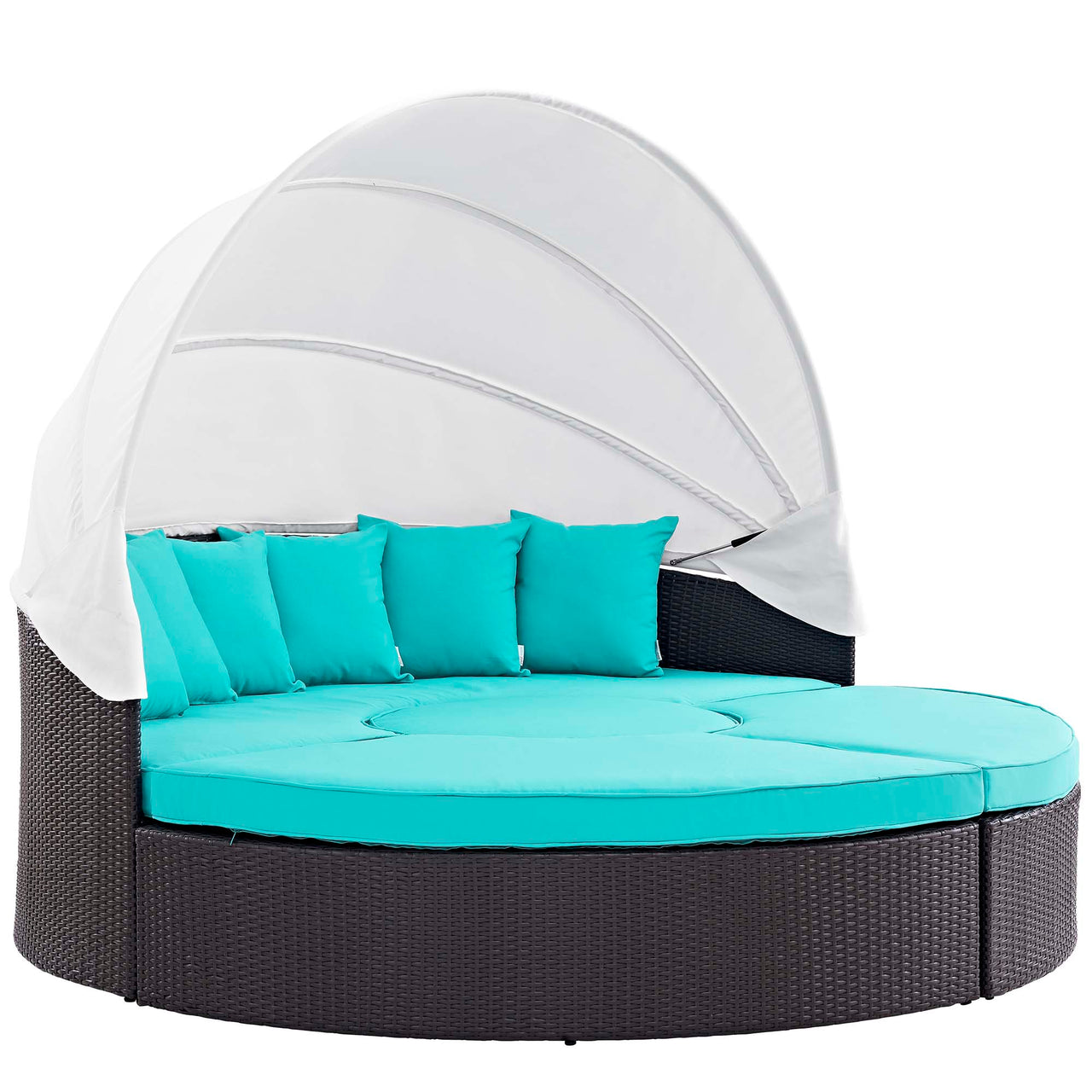 Wanderer Alfresco Lounging Daybed, Dark Brown & Turquoise