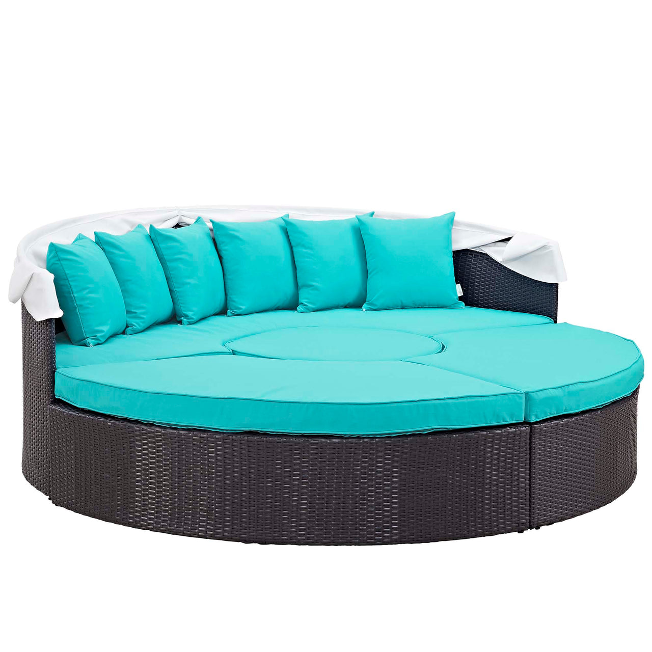 Wanderer Alfresco Lounging Daybed, Dark Brown & Turquoise