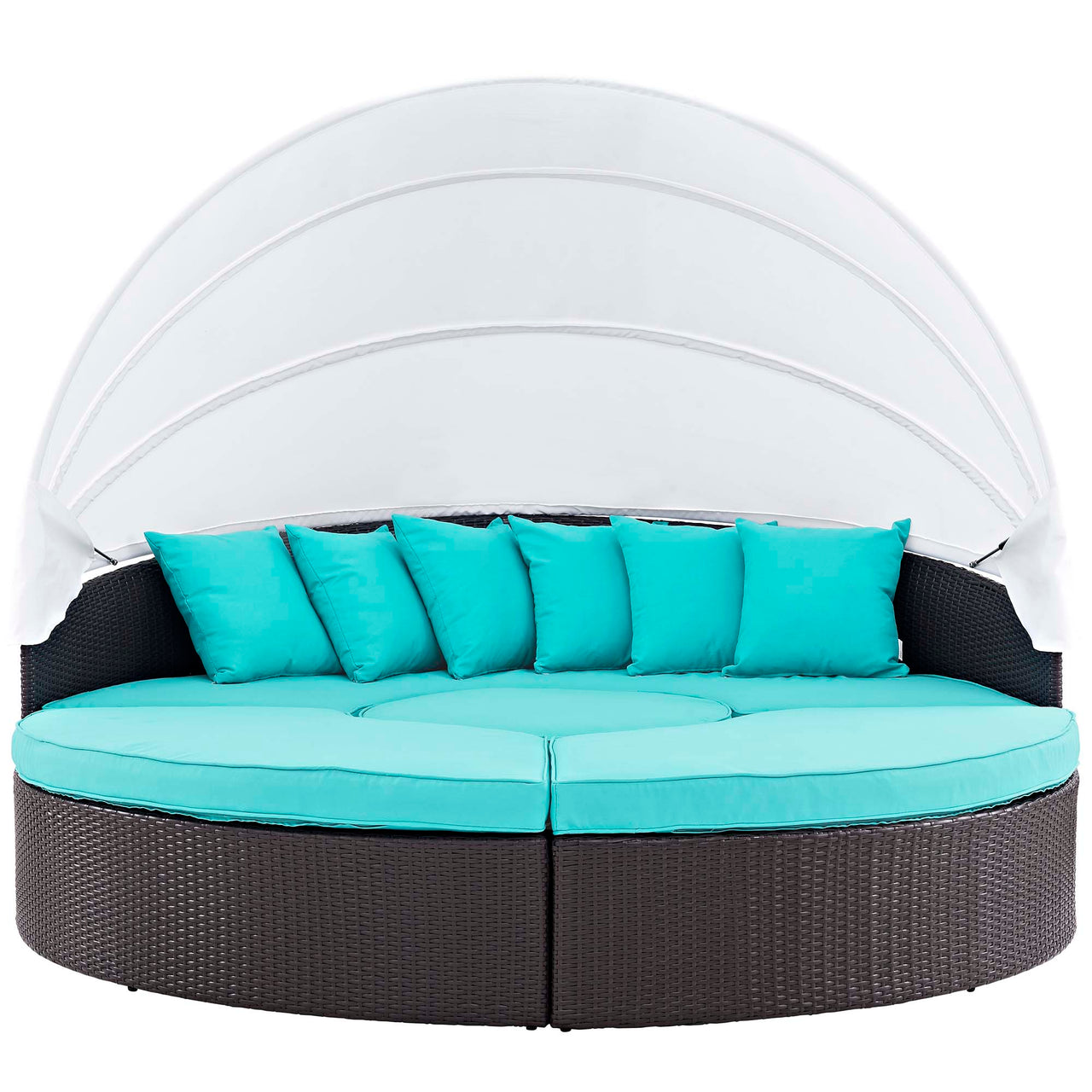Wanderer Alfresco Lounging Daybed, Dark Brown & Turquoise