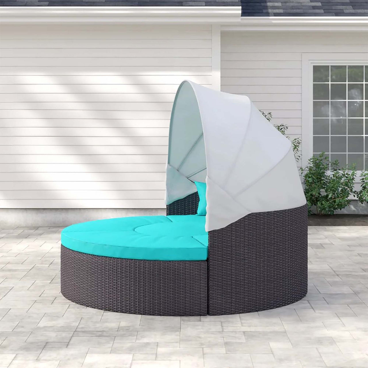 Wanderer Alfresco Lounging Daybed, Dark Brown & Turquoise