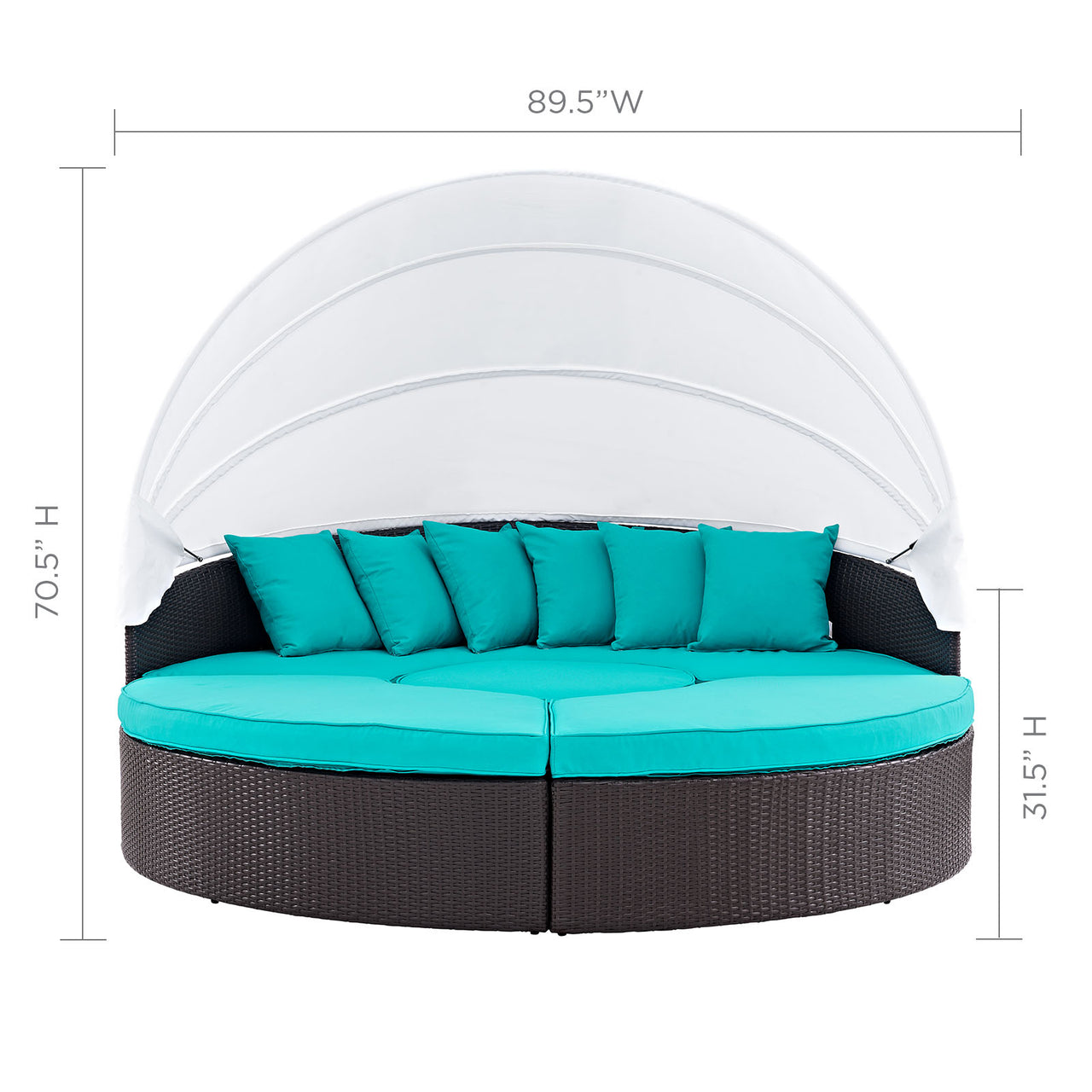 Wanderer Alfresco Lounging Daybed, Dark Brown & Turquoise