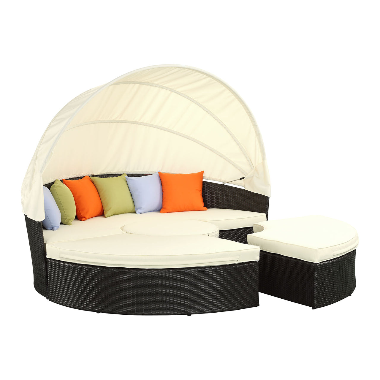 Wanderer Alfresco Lounging Daybed, Dark Brown & White