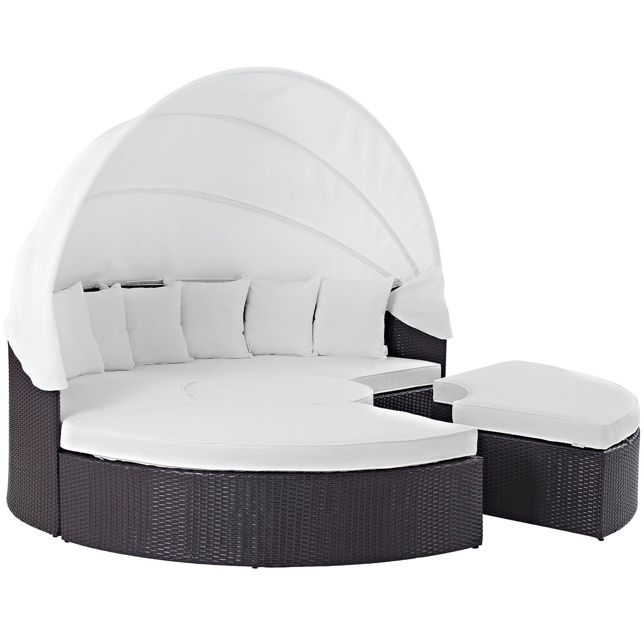 Wanderer Alfresco Lounging Daybed, Dark Brown & White