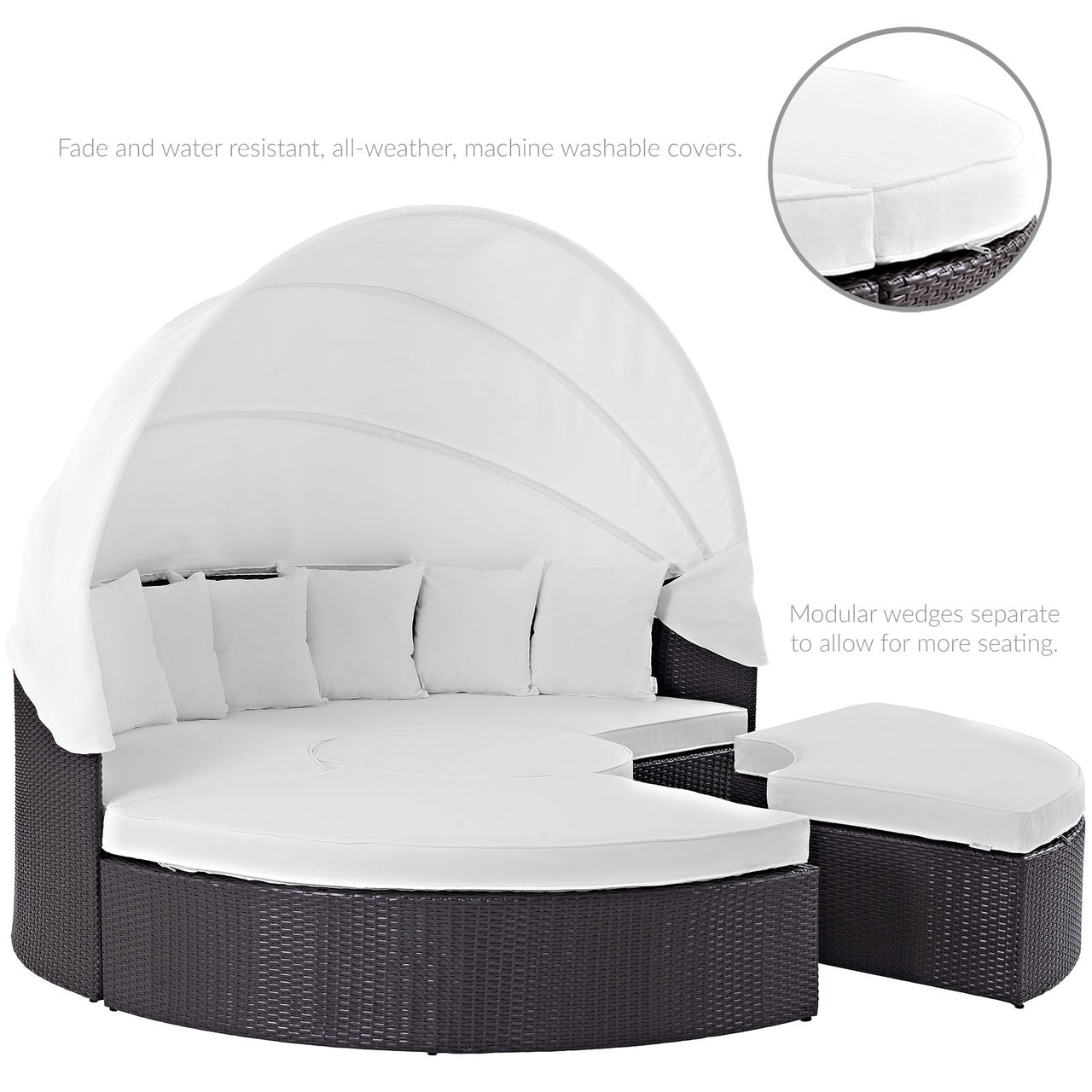 Wanderer Alfresco Lounging Daybed, Dark Brown & White