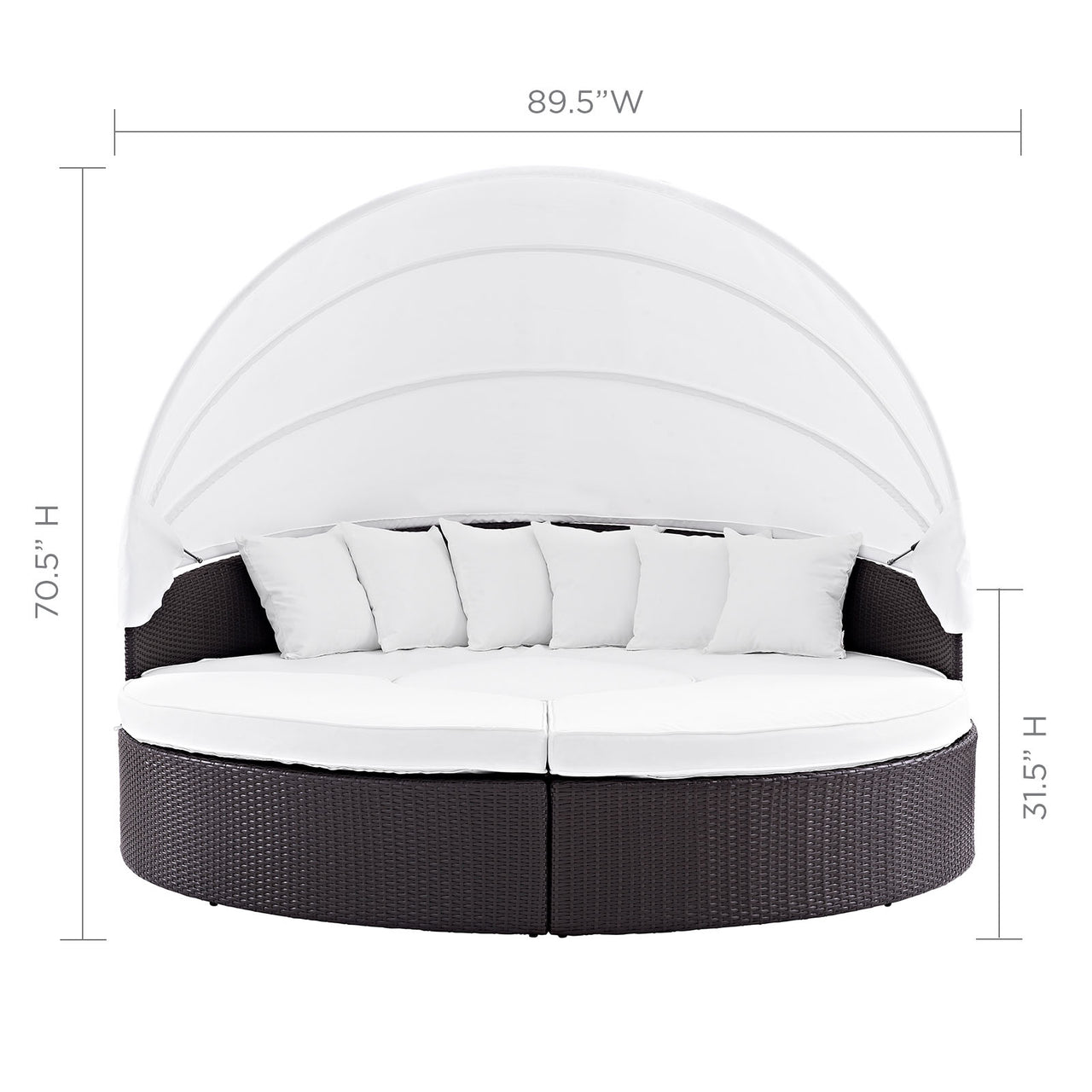 Wanderer Alfresco Lounging Daybed, Dark Brown & White