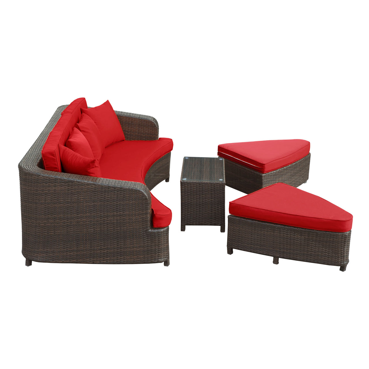 Damaris Alfresco Lounging Set, Brown & Red
