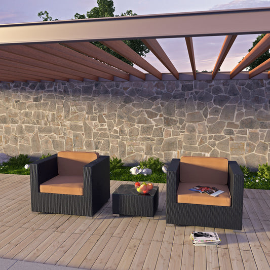Tessian 3-Piece Alfresco Conversation Set, Espresso & Mocha