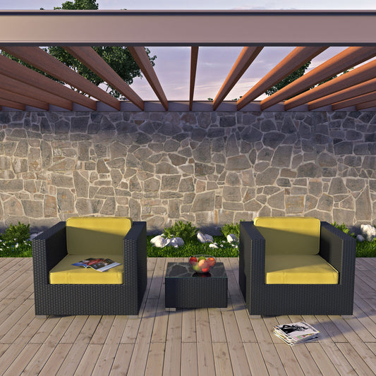Tessian 3-Piece Alfresco Conversation Set, Espresso & Peridot