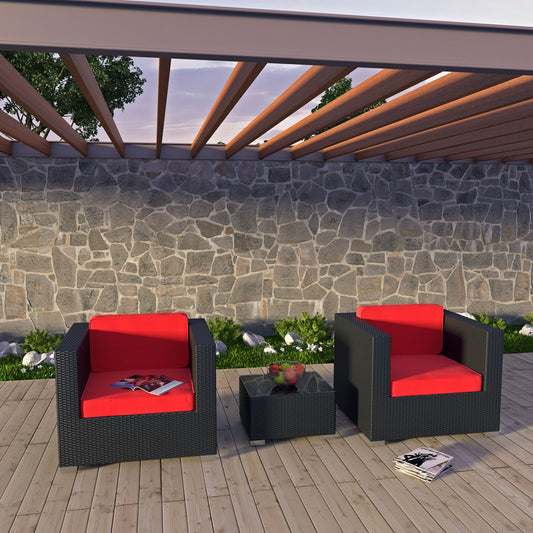 Tessian 3-Piece Alfresco Conversation Set, Espresso & Red